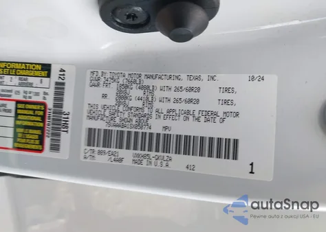 2025 Toyota Sequoia Limited из США, поврежденный, VIN 7SVAAABA1SX050774